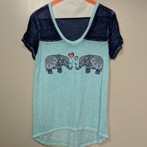 Blue elephants v neck